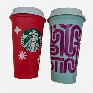 Starbucks Holiday & Traditional Plastic Reusable Cups Bundle 16 oz